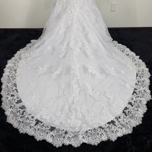 NWT~$1895~ALLURE BRIDALS~6/8~WHITE RHINESTONE MERMAID FIT & FLARE WEDDING DRESS - Picture 13 of 16
